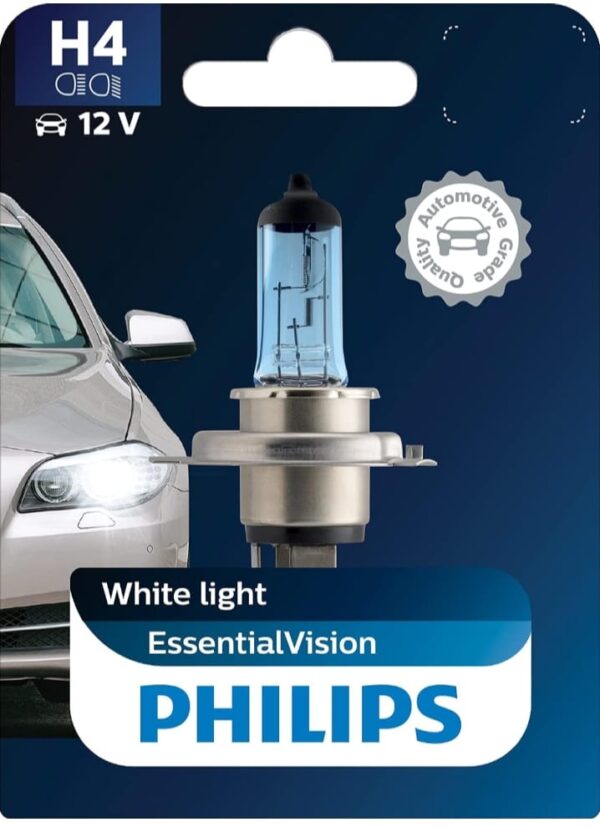 Philips 12569EVB1 H4 White Light Essential Vision Headlight (12V, 100/90W) | Xenon