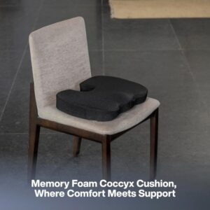 (57) FOVERA Orthopedic Coccyx Cushion | 2 Years Warranty | Seat Cushion for Chair, Memory Foam Sitting Pillow for Tailbone, Sciatica & Back Pain Relief (M-Below 65kg Wt, Mesh Black) (57)