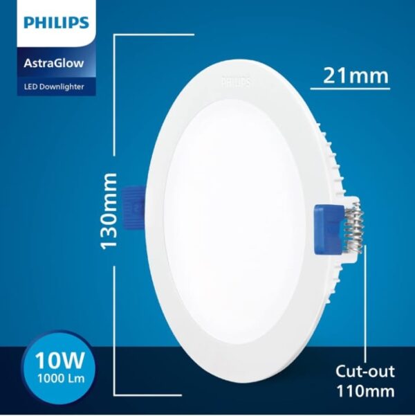 (66)Philips Astra Glow 10-watt Round LED Downlighter | Recessed LED Downlight for False Ceiling | LED Ceiling Light for Home and Hall | Cut Out: 4 inch, Cool Day Light, Pack of 1 (66) - Image 3