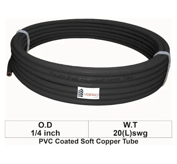 Visiaro Black PVC Coated Soft Copper Tube, Outer Dia 1/4 inch, Wall Thickness 20(L) swg, 1.5mm PVC coating, Pack of 1 - Image 3