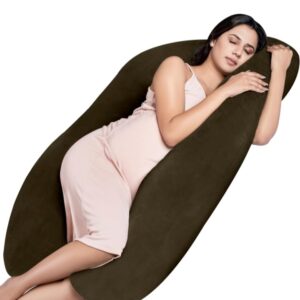 (658) MY ARMOR Full Body U Shape Pregnancy Pillow for Pregnant Women, Maternity Pillow Gift for Pregnancy Sleeping, 3 Months Warranty, Premium Velvet Cover with Zip, Brown (658)
