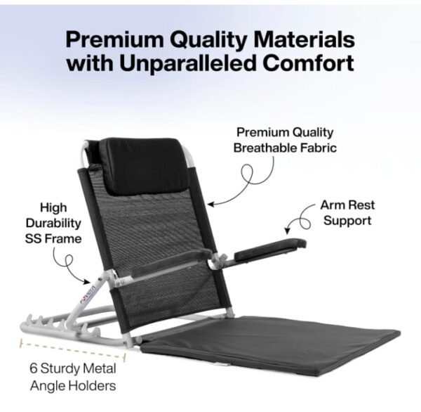 (1008) FOVERA Adjustable Hospital Back Support for Bed with Arm Rest, Back Rest Bed Chair, Bed Recliner for Patients in Bed, Large Size, Multifunction, 6 Changeable Recline Angles, Foldable & Portable (1008) (958) (1650-1699) - Image 2