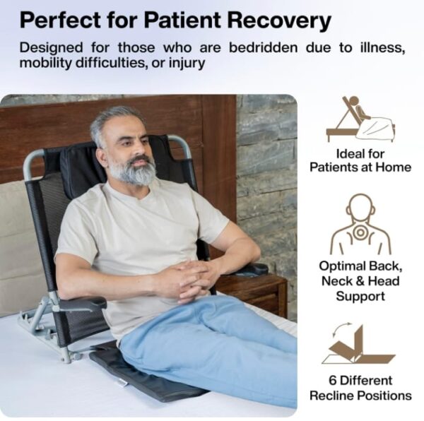 (1008) FOVERA Adjustable Hospital Back Support for Bed with Arm Rest, Back Rest Bed Chair, Bed Recliner for Patients in Bed, Large Size, Multifunction, 6 Changeable Recline Angles, Foldable & Portable (1008) (958) (1650-1699) - Image 3