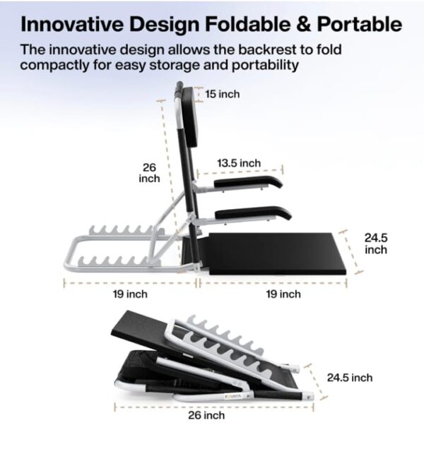 (1008) FOVERA Adjustable Hospital Back Support for Bed with Arm Rest, Back Rest Bed Chair, Bed Recliner for Patients in Bed, Large Size, Multifunction, 6 Changeable Recline Angles, Foldable & Portable (1008) (958) (1650-1699) - Image 4