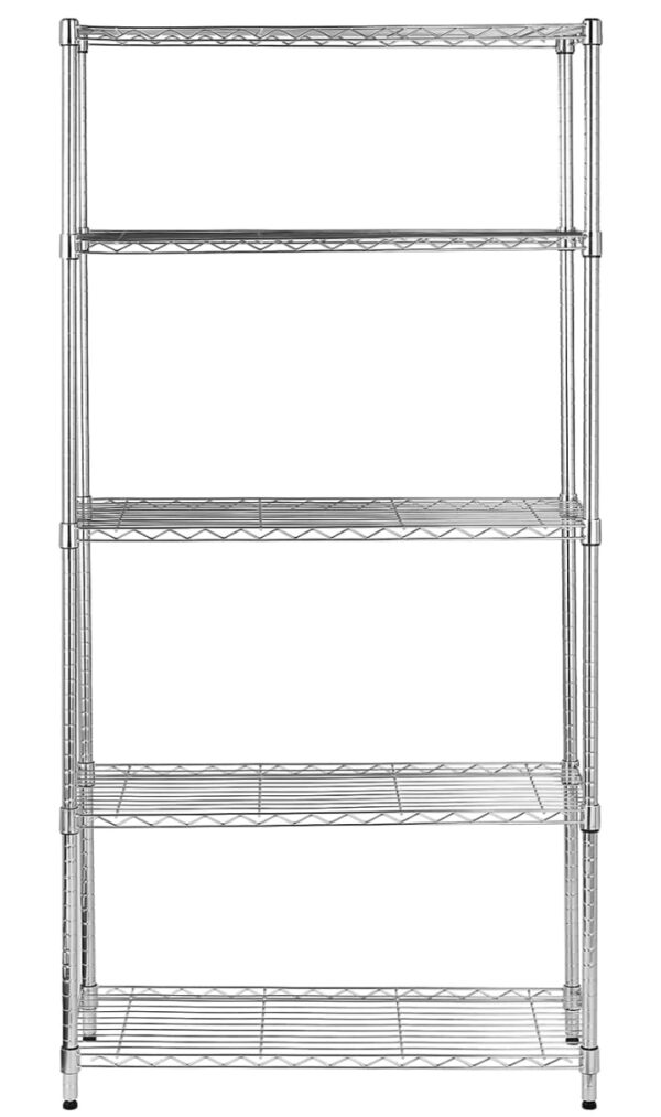(624) amazon basics Height Adjustable 5-Shelves Heavy Duty Rack - Chrome (624) - Image 5