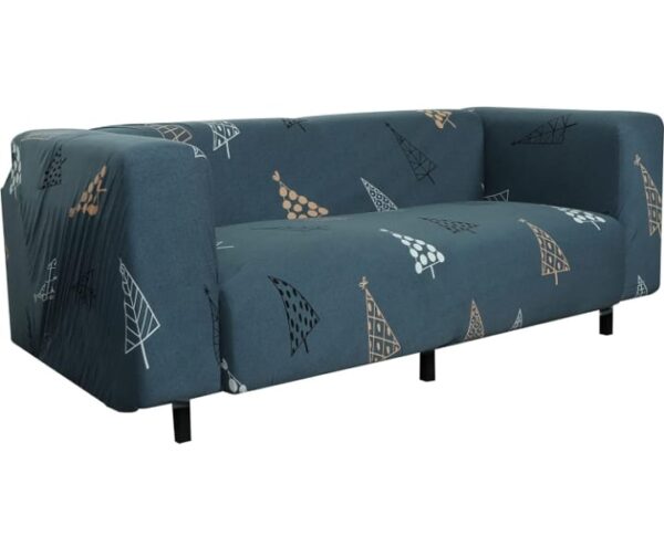 (724) House of Quirk Modern Polyester Universal Flexible/Stretchable Triple Seater Printed Sofa Cover/Sofa Slipcover for Couch (Grey Pine, 185-230 cm)(724) - Image 2
