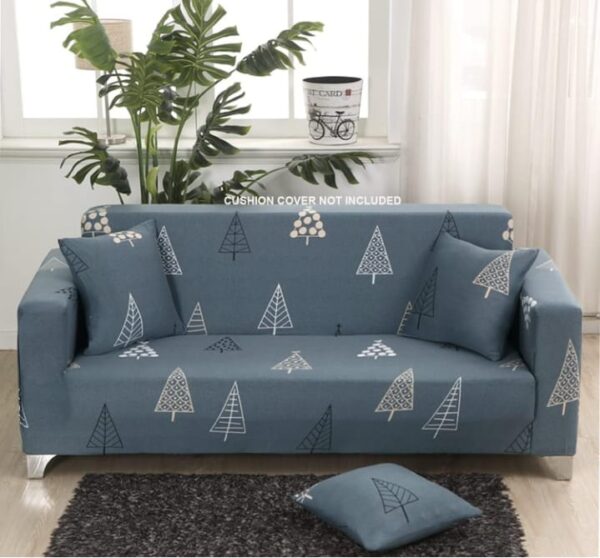 (724) House of Quirk Modern Polyester Universal Flexible/Stretchable Triple Seater Printed Sofa Cover/Sofa Slipcover for Couch (Grey Pine, 185-230 cm)(724)