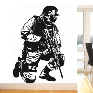 GADGETS WRAP Man Cave Decor Warrior Military Army War Vinyl Wall Sticker (Multicolour), Pack of 1