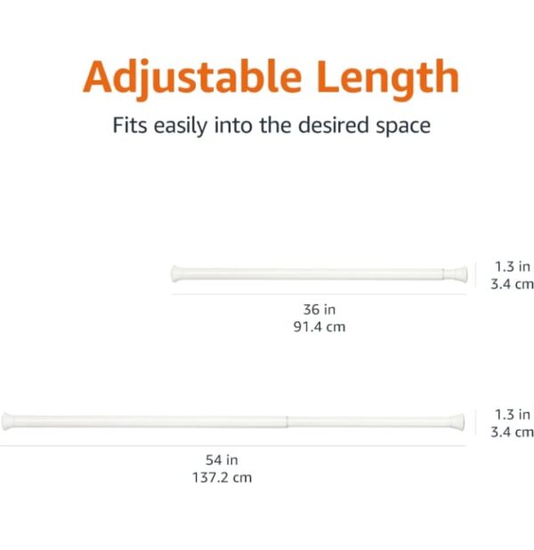 (359) amazon basics Adjustable Shower Curtain Tension Rod - 36-54', White (359) - Image 3
