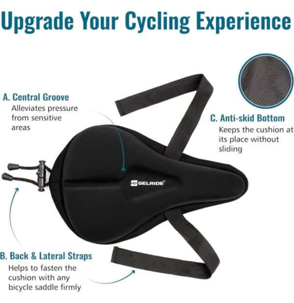 GELRIDE Advanced Gel City Bike Saddle Seat Cushion Cover for Indoor Outdoor Cycling, Exercise Cycle - Soft and Washable, 100% Gel Material, Made in India (741) - Image 2