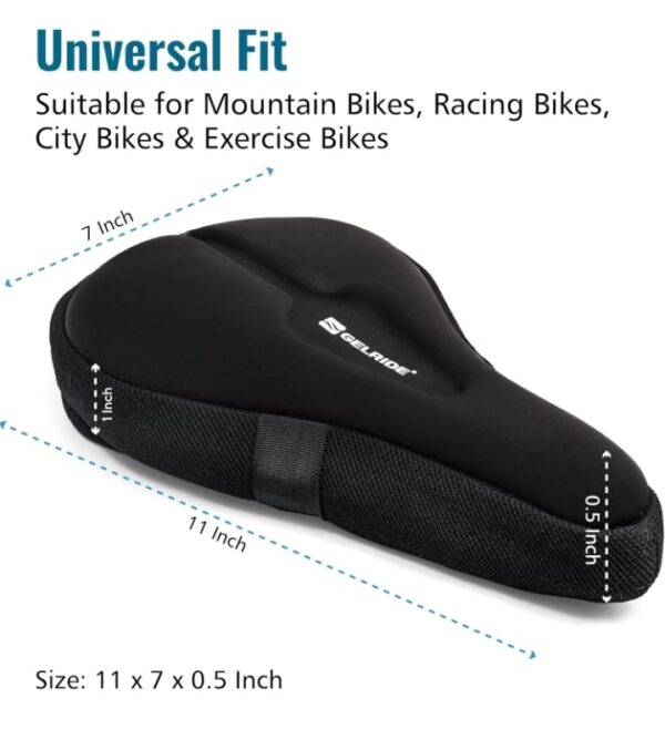 GELRIDE Advanced Gel City Bike Saddle Seat Cushion Cover for Indoor Outdoor Cycling, Exercise Cycle - Soft and Washable, 100% Gel Material, Made in India (741) - Image 3