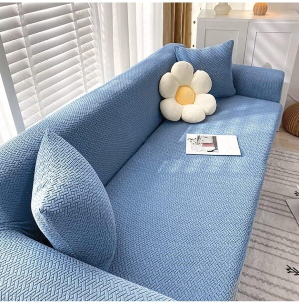 TEX-RO Sofa Cover 3 Seater Elastic Sofa Cover for Couch Sofa Covers Perfect 3 Seater Sofa Cover Stretchable Sofa Slipcover (3 Seater Sofa Cover, Sky) (742) - Image 2
