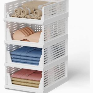 (904-1149-1150 -1101-1102) TEX-RO Wardrobe Organiser for Clothes - Storage Organiser, Cupboard Organizer, Clothes Organizer for Wardrobe Organizer for Storage Clothes, Cloth Organiser for Wardrobe (Pack Of 4 Plastic) White (904-1149- )  ( PACK OF 4 )