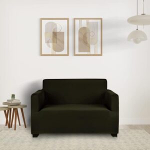 (1077) Amazon Brand - Solimo Polyester Spandex Stretchable Sofa Slipcover (2 Seater, Olive) (1077)