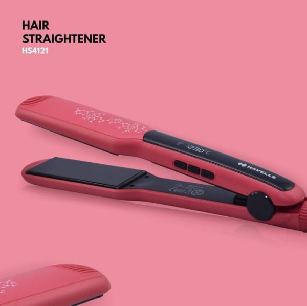 Havells Wide Plate Hair Straightener - HS4121 (Red_Free Size) (797) - Image 3