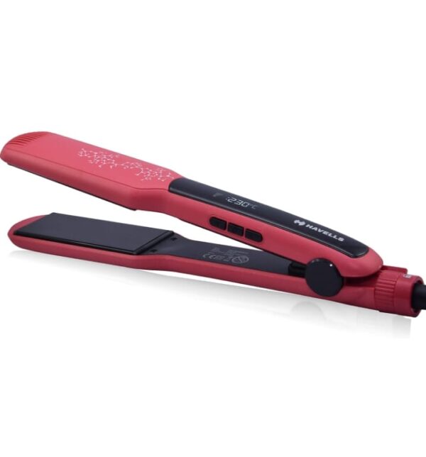 Havells Wide Plate Hair Straightener - HS4121 (Red_Free Size) (797) - Image 6