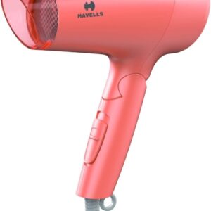 Havells HD2223 1200 Watts Foldable & Travel Friendly Hair Dryer, 3 Heat (Hot/Cool/Warm) Settings, with Overheat Protection (Coral) (812)