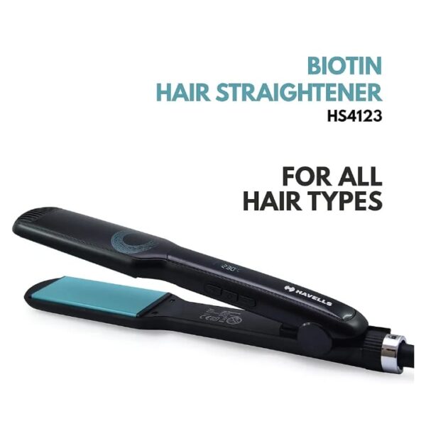 Havells HS4123 Biotin Infused Wide Plates & Temperature Control Hair Straightener (Black) (798) - Image 4