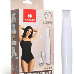 (810) Havells 4-In-1 Lady Body Groomer | Bikini & Eyebrow Trimmer With Protective Combs | Recharegeable (Battery Powered) | Travel Friendly Pouch | 2 Years Guarantee | Stunning Purple | Fd5004 - Unisex (810)