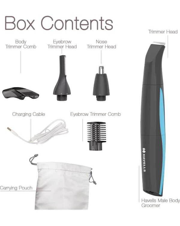 (803) Havells Multi Grooming Kit Gs6532, 5-In-1 With Protective Combs, Rechargeable - All-In-One Trimmer Comes Wth Pouch, Corded Electric (Grey) - Men ( 803) - Image 2