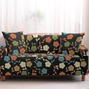 (643) House of Quirk Universal Triple Seater Sofa Cover Big Elasticity Cover for Couch 140 GSM Sofa Slipcover (Blue Multi Flower, 185-230cm) (643)