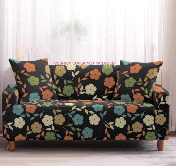 (643) House of Quirk Universal Triple Seater Sofa Cover Big Elasticity Cover for Couch 140 GSM Sofa Slipcover (Blue Multi Flower, 185-230cm) (643)
