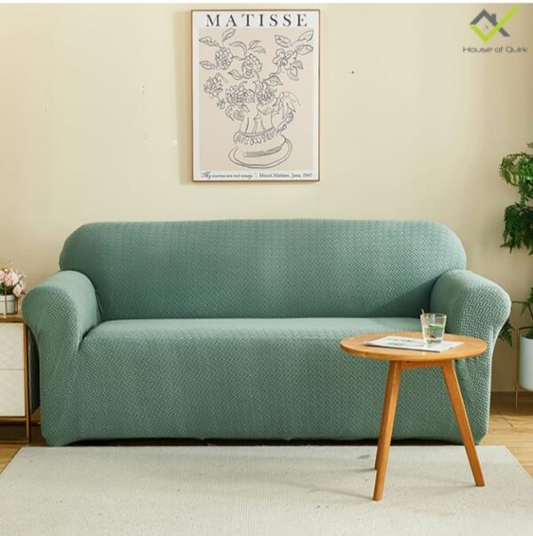 (642) House of Quirk Universal Triple Seater Polar Fleece 220 GSM Fabric Sofa Cover Flexible Stretch Sofa Slipcover (Pastel Green, Triple Seater)(642)
