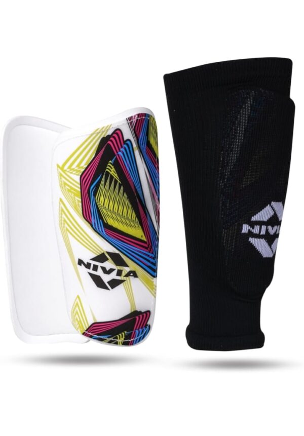 Nivia EVA Foam Classic Football Guard for Youth and Adults (Multicolor, Large) | for Football Games Matches, Training | Light Weight & Breathable