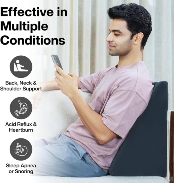 1096) FOVERA Wedge Cushion | | Wedge Pillow Memory Foam for Back Support, Acid Reflux, Snoring, GERD, Leg Elevation, Pregnancy (Dark Grey, 18L x 17.5W x 11H Inch) (1096) - Image 4