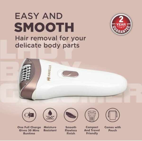 (806)Havells FD5051 Epilator, Hair Removal for Women, Wet & Dry, Cordless, Rechargeable (White)(806) - Image 5