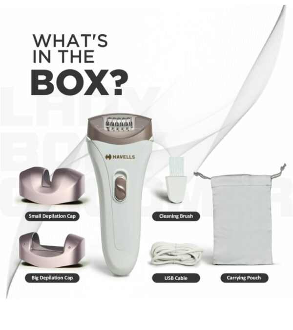 (806)Havells FD5051 Epilator, Hair Removal for Women, Wet & Dry, Cordless, Rechargeable (White)(806) - Image 8