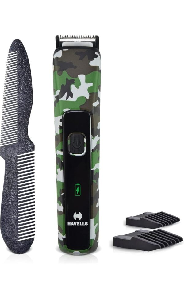 (804)Havells Bt5113 Rechargeable Beard Trimmer,Super Fast Charge,Trimming Lengths Upto 13 Mm For Multiple Styles (Military) (Black&Green),Men (804)