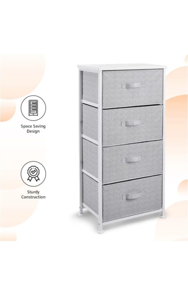 (1064) amazon basics Fabric 4-Drawer Storage Organizer Unit for Closet, White (1064) - Image 5