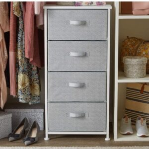 (1064) amazon basics Fabric 4-Drawer Storage Organizer Unit for Closet, White (1064)
