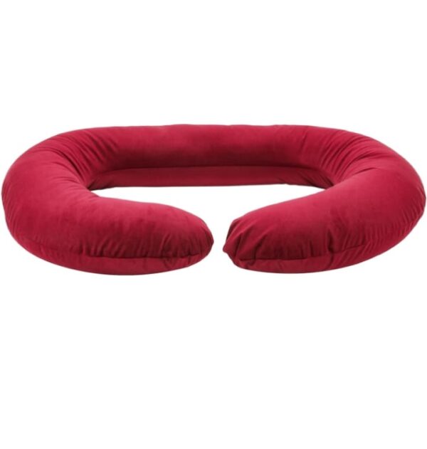(914) Amazon basics Full Body C-Shaped Pregnancy Pillow for Maternity & Baby Nursing | Abdomen, Hip, Spine, Neck & Head Support Cushion Velvet Outer Cover with Zip (Maroon) (914) - Image 4