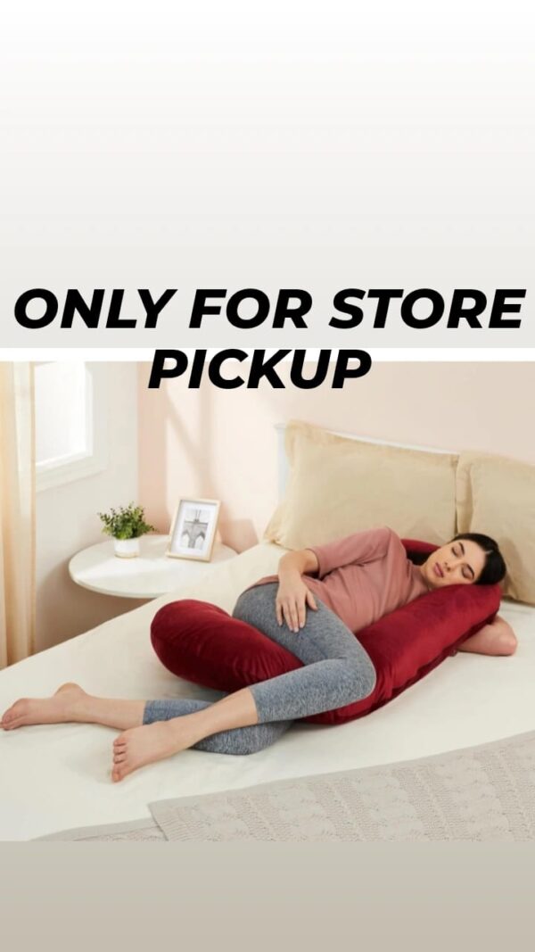(914) Amazon basics Full Body C-Shaped Pregnancy Pillow for Maternity & Baby Nursing | Abdomen, Hip, Spine, Neck & Head Support Cushion Velvet Outer Cover with Zip (Maroon) (914)