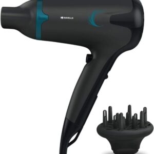 (799) Havells 1700W 2-In-1 Hair Dryer With Diffuser & Thin Concentrator|2 Heat Settings (Hot/Warm)|Heat Balance Technology|Midnight Black|Blow Dry Companion For Effortless Hair Styling|Hd3270-1700 Watts (799)