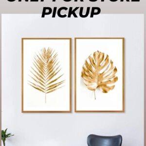 (913) 999STORE Fiber canvas painting big paintings for living room nature scenery wall with frames Canvas Painting frame golden leaves and palm tree (Set of 2 30X36 Inches Golden) Go2Frames009 (913)