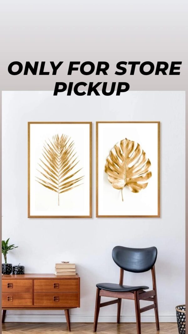 (913) 999STORE Fiber canvas painting big paintings for living room nature scenery wall with frames Canvas Painting frame golden leaves and palm tree (Set of 2 30X36 Inches Golden) Go2Frames009 (913)
