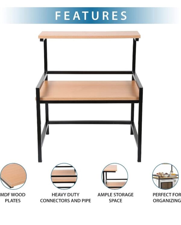 amazon basics Engineered Wood Multi-Purpose Rack for Microwave, OTG, Oven | Kitchen Organizer (Brown) | 40D x 60W x 70.6H cm (840,869,843,960,955,874,956,957,870,837,858,) - Image 3