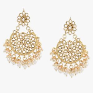 (1T) Zaveri Pearls Gold Tone Kundan & Pearls Dangle Earring For Women-ZPFK8661(1T)