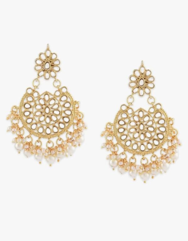 (1T) Zaveri Pearls Gold Tone Kundan & Pearls Dangle Earring For Women-ZPFK8661(1T)