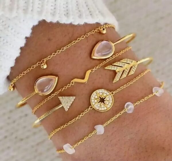 (1B)Shining Diva Fashion Latest Stylish Multilayer Gold Plated Bangle Bracelet for Women and Girls (rr14669b) Set of 6 (1B) - Image 3