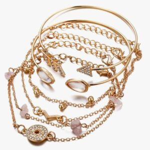 (1B)Shining Diva Fashion Latest Stylish Multilayer Gold Plated Bangle Bracelet for Women and Girls (rr14669b) Set of 6 (1B)