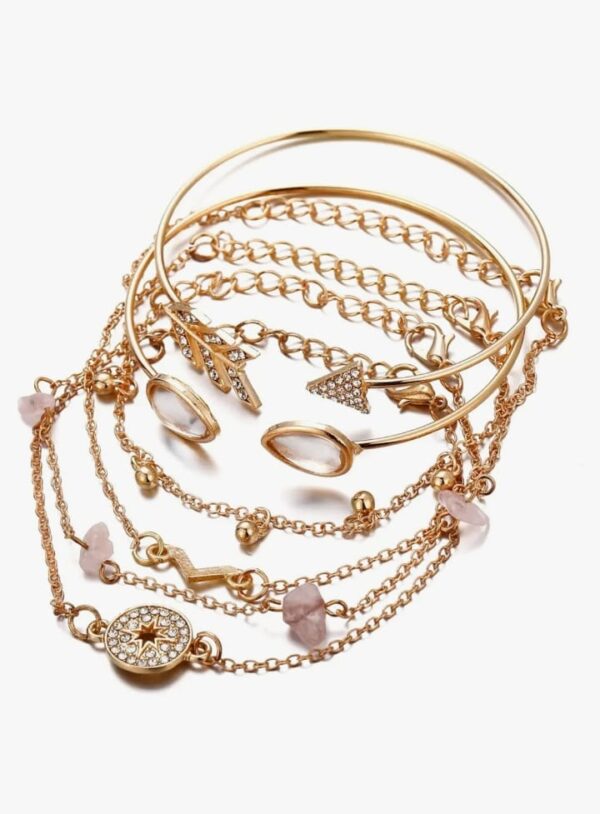 (1B)Shining Diva Fashion Latest Stylish Multilayer Gold Plated Bangle Bracelet for Women and Girls (rr14669b) Set of 6 (1B)