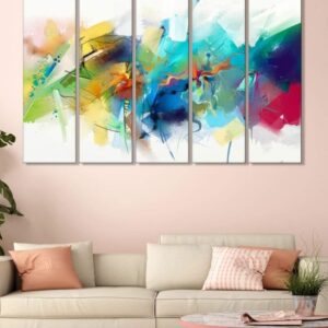 (853) 999STORE Abstract Paintings for Living Room Big Size | Framed Wall Paintings for Home Decoration | Hanging Abstract Art Painting | Set of 5 Frames (130 X 76 Cm) (853)