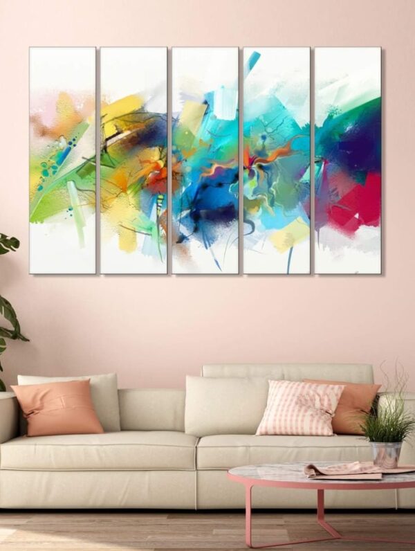 (853) 999STORE Abstract Paintings for Living Room Big Size | Framed Wall Paintings for Home Decoration | Hanging Abstract Art Painting | Set of 5 Frames (130 X 76 Cm) (853)