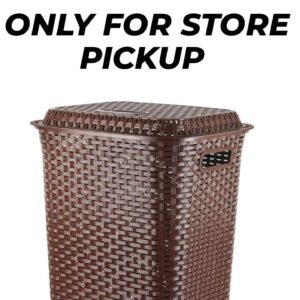 (63) Cello Eliza Plastic Laundry Basket with Lid, Dark Brown, 50 Ltrs | Lightweight and Portable | Storage Organizer | Convenient Handling | Useful For Storing Clothes, Toys, Books (63)