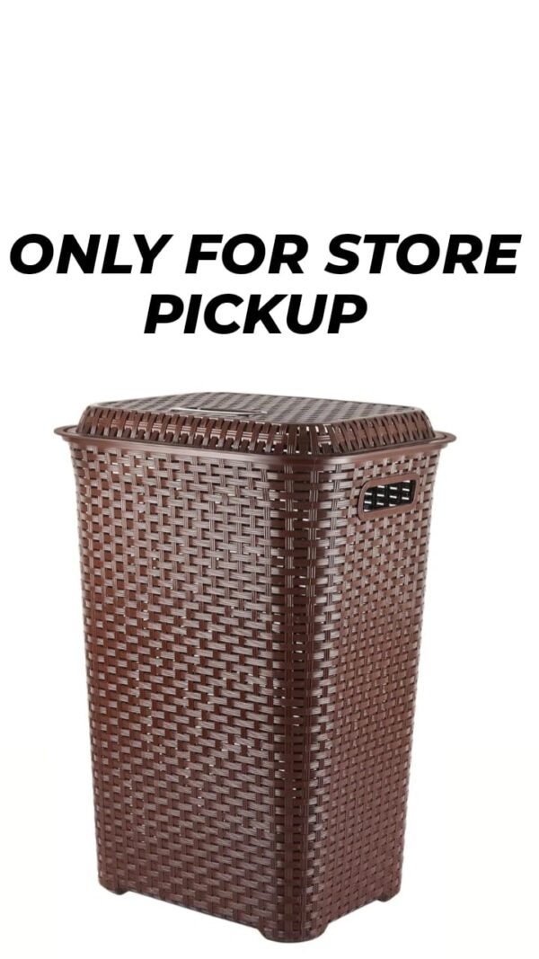 (63) Cello Eliza Plastic Laundry Basket with Lid, Dark Brown, 50 Ltrs | Lightweight and Portable | Storage Organizer | Convenient Handling | Useful For Storing Clothes, Toys, Books (63)