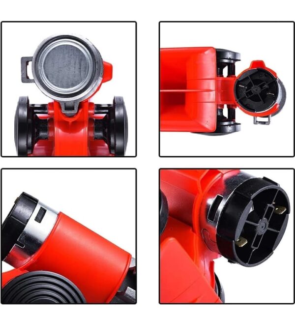 Oshotto Nautilus Pressure Twin Air Horn Compatible with Toyota Fortuner (Black/Red) (1356) - Image 3